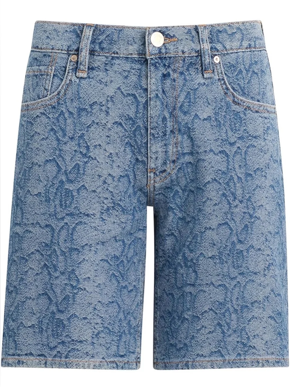 Hudson London Low Rise Long Short Snake Print “Venom” Denim Shorts Size 26 NWT